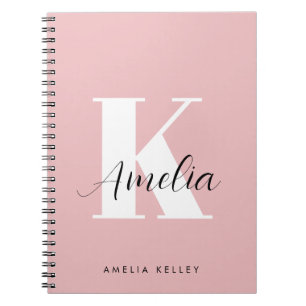 Carnet Script moderne Monogramme rose