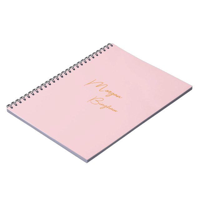 Carnet Script monogramme minimaliste rose (Côté gauche)