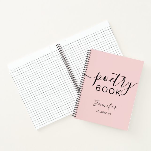 Carnet Script noir rose vif Votre nom Poésie (Intérieur)