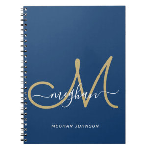 Carnet Script or moderne chic Navy Monogramme