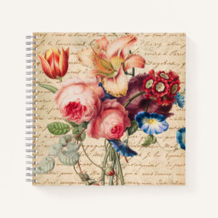 Carnet Script Vintage Floral personnalisé