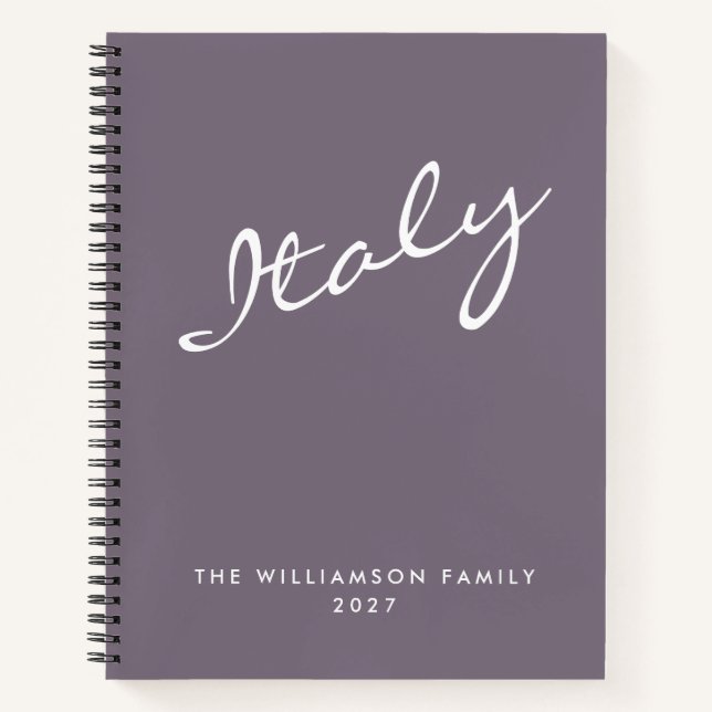 Carnet Script violet minimaliste Voyage personnalisé (Devant)