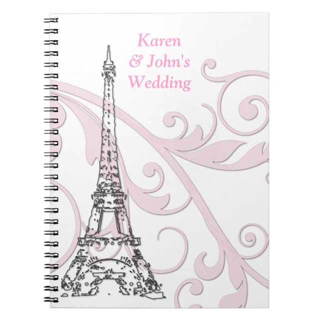 Carnet Scrolls et Tour Eiffel - Rose (Devant)