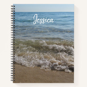 Carnet Sea & Sand Beach Waves Nom personnalisé