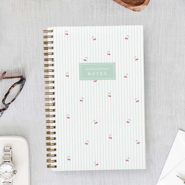 Carnet Sea | Scattered Cherry Pinstripe Personalized (Créateur téléchargé)