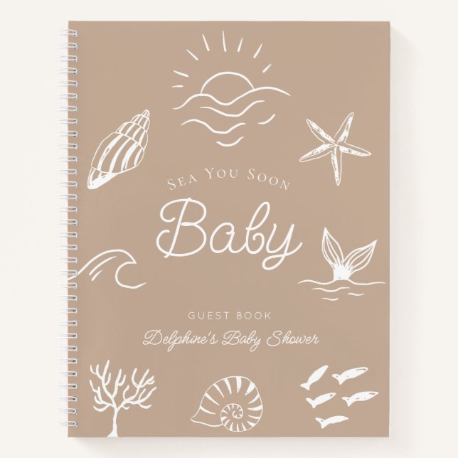 Carnet Sea You Soon Baby Shower Brown Guest Book (Devant)