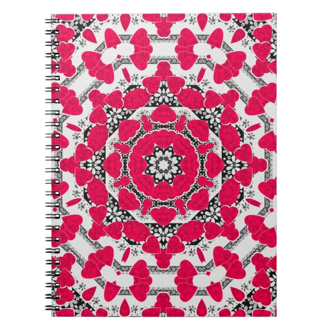 Carnet Seamless abstract mandala hearts bright round orna (Devant)