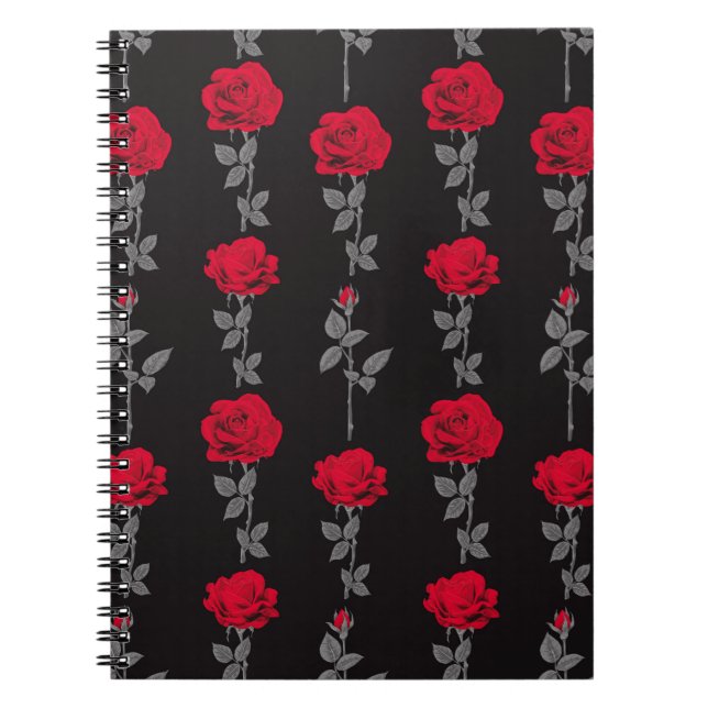 Carnet Seamless pattern red rose flowers vintage abstract (Devant)
