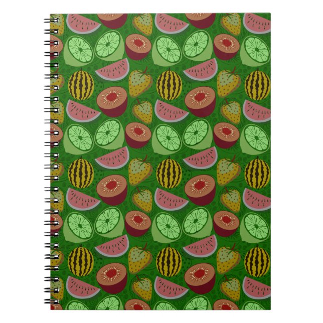 Carnet Seamless pattern tropical fruit & green background (Devant)