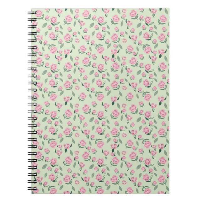 Carnet Seamless Pink Rose Watercolor Pattern (Devant)