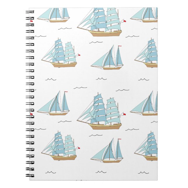 Carnet Seatime été Cute yachts avec voile (Devant)