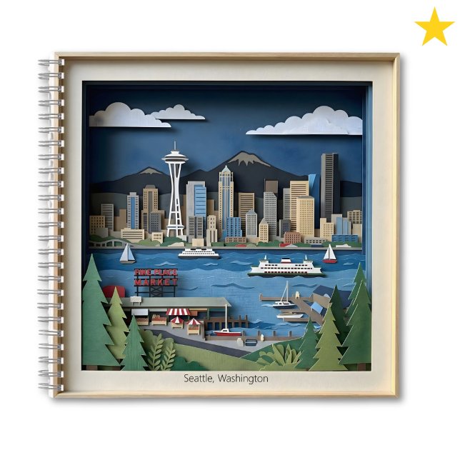 Carnet Seattle Washington America Layered Paper Art (Créateur téléchargé)