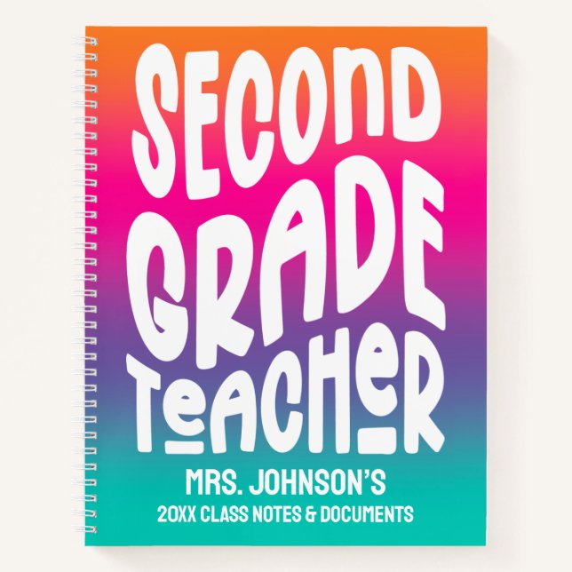 Carnet Second Grade Teacher Colorful Ombre (Devant)
