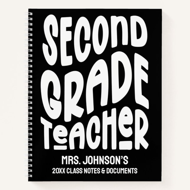 Carnet Second Grade Teacher White Typography (Devant)
