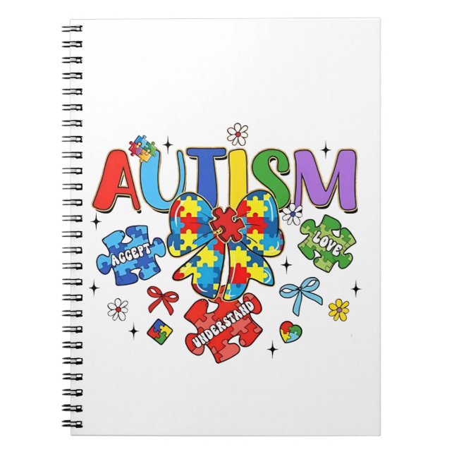 Carnet Sensibilisation sur l'autisme Bow Coquette Puzzle  (Devant)