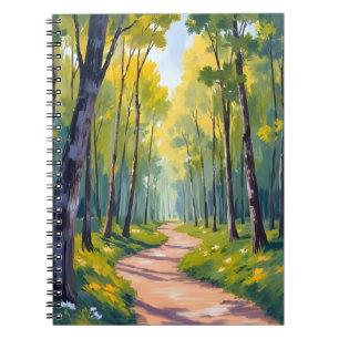 Carnet Sentier de printemps Nature aquarelle forêt vert