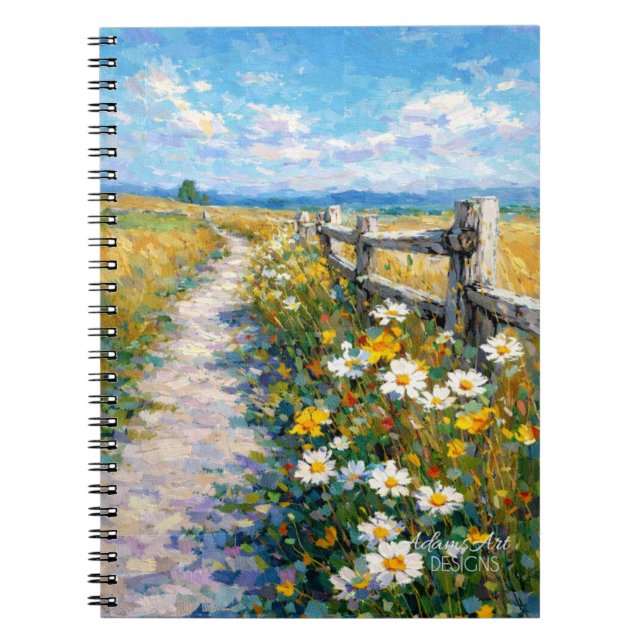 Carnet Sentier fleuri ensoleillé Impressionniste Prairie (Devant)