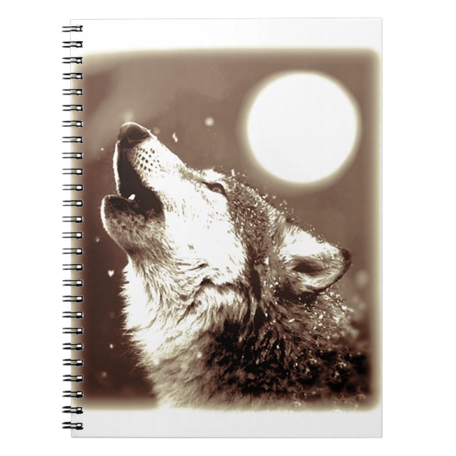 Carnet Sepia Wolf & Moon (Devant)