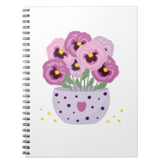 Carnet Sept panneaux roses dans un vase