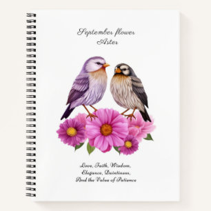 Carnet Septembre Aster Flower with Birth Cadeau