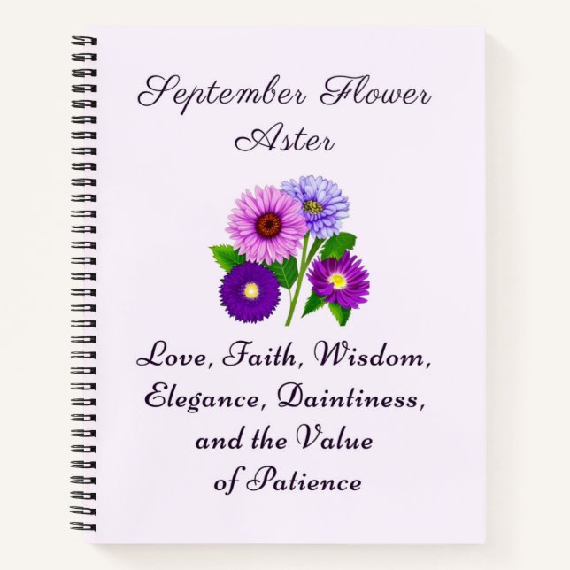 Carnet Septembre Mois de naissance Aster personnalisé (Devant)
