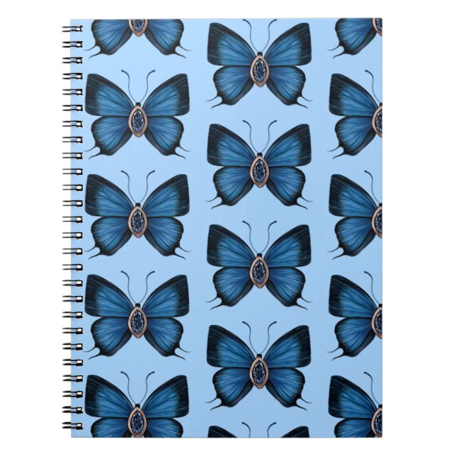 Carnet Septembre Sapphire Blue Butterfly Motif Design (Devant)