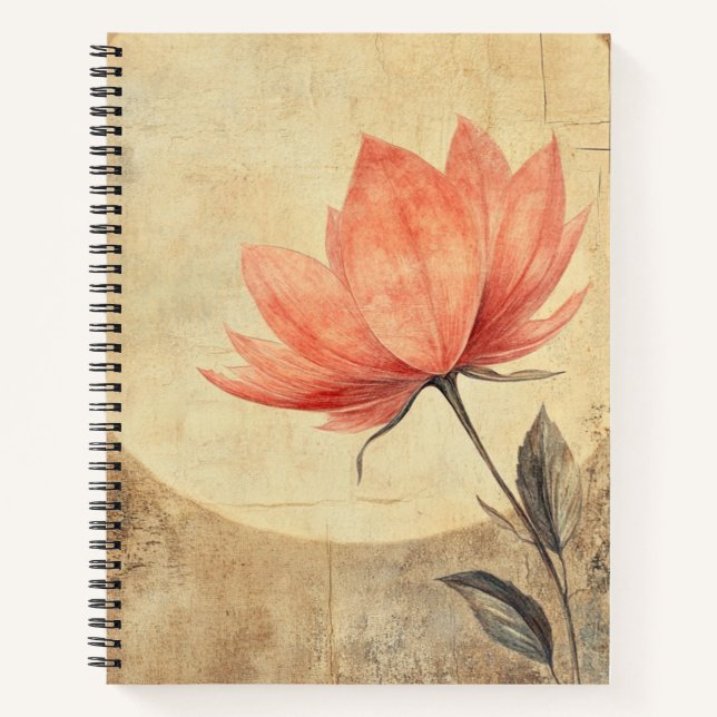 Carnet Sérénité rose Fleur et Lune (Devant)