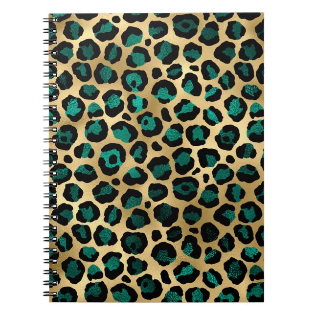 Carnet Série Teal et Or Léopard Design 14 (Devant)