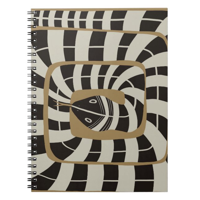 Carnet Serpent Abstrait rayé amusant dans les tons neutre (Devant)