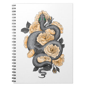 Carnet Serpent et roses jaunes