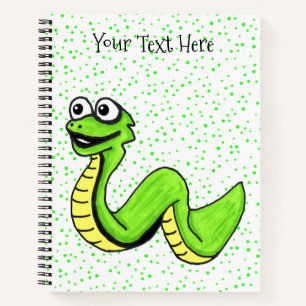 Carnet Serpent vert jaune heureux et amusant sur des pois