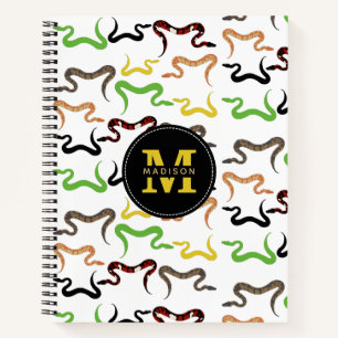 Carnet Serpents colorés Python Reptile Motif Monogramme