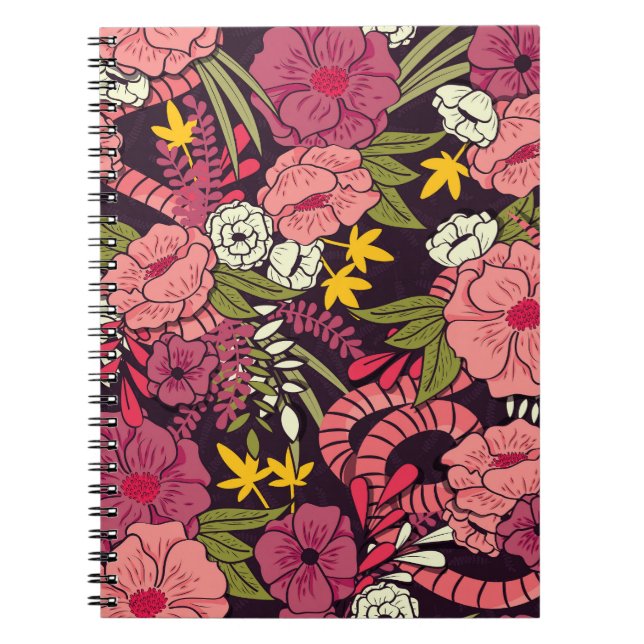 Carnet Serpents de la jungle, fleurs tropicales, motif vi (Devant)