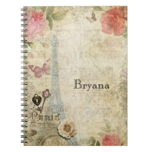 Carnet Serrure rose vintage de roses de Paris et chic