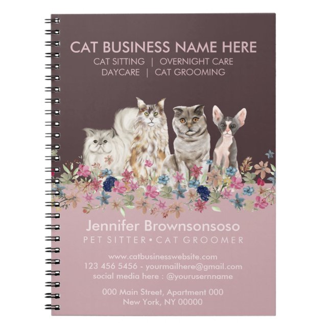 Carnet Service de garde de chat de compagnie rose vétérin (Devant)