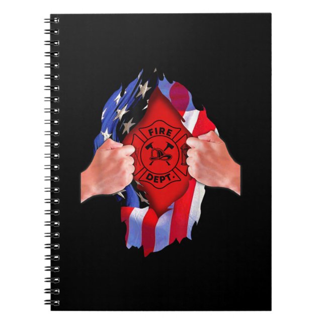 Carnet Service des incendies Drapeau pompier Mince ligne  (Devant)