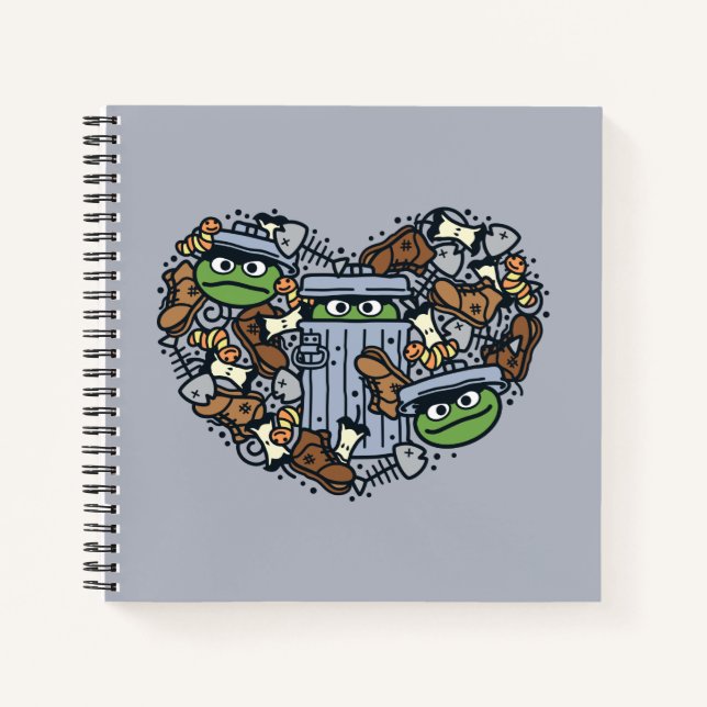 Carnet Sésame Sésame | Oscar the Grouch Doodle Heart (Devant)