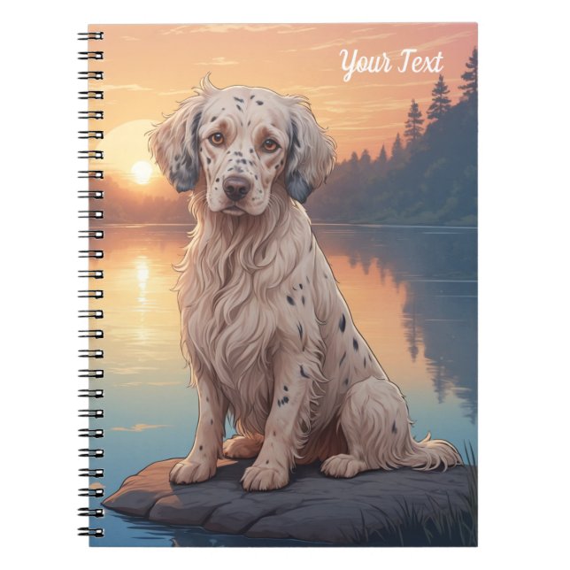 Carnet Setter anglais au bord d'un lac (Devant)