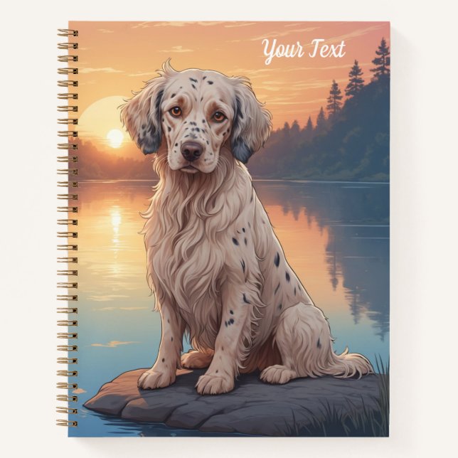Carnet Setter anglais au bord d'un lac (Devant)