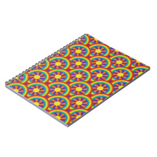 Carnet Seventies Style Rainbows and Sun Graphic Pattern
