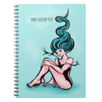 Carnet Sexy Pin-up fille avec cheveux bleus