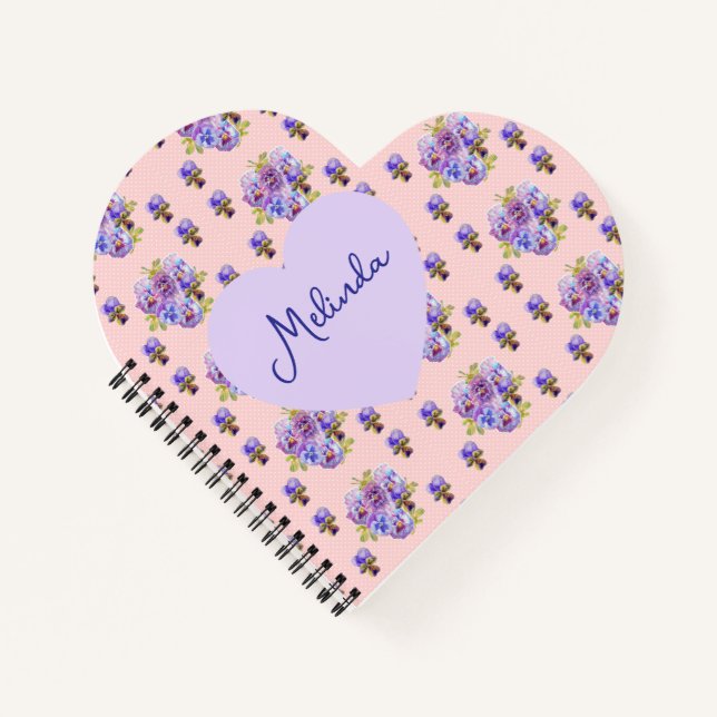 Carnet Shabby Chic Floral Pointillé Femme Nom (Devant)