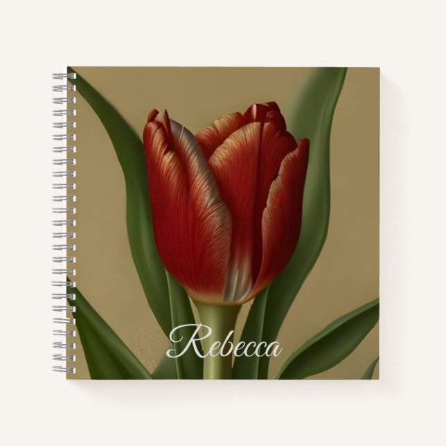 Carnet Shabby Chic Jolie Tulipe Rouge (Devant)