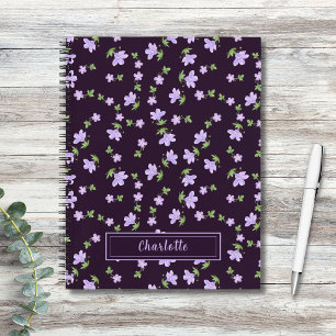 Carnet Shabby Chic Petit Floral Cottagecore Violet Foncé