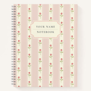 Carnet Shabby chic vibe rose floral personnalisé