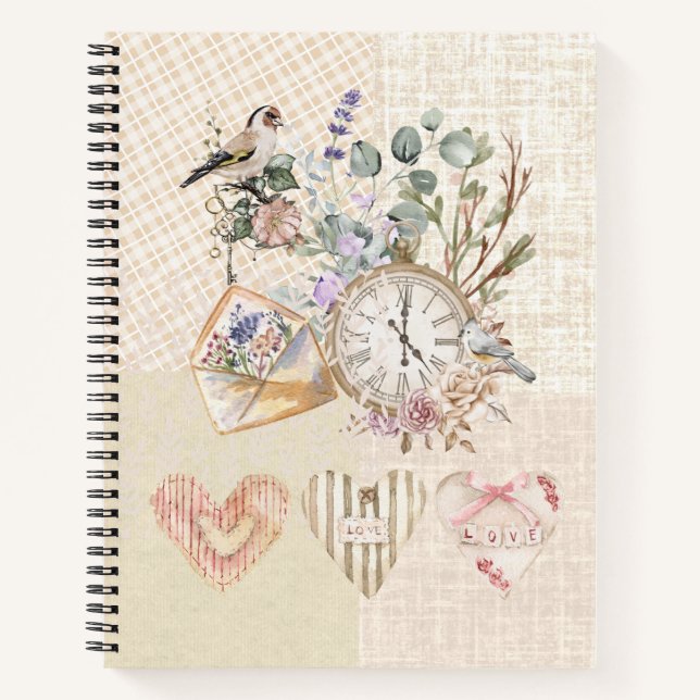 Carnet Shabby chic Vintage Aquarelle texture terreuse (Devant)