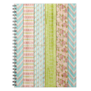 Carnet Shabby Rose Pastel Pattern on Rustic Wood Cottage