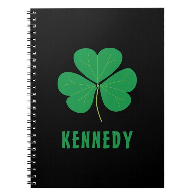 Carnet Shamrock Green Clover Irlande Celtic Irish Nom (Devant)
