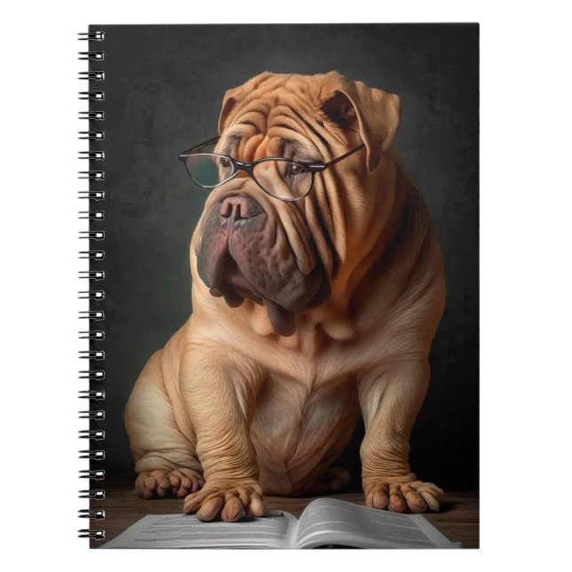 Carnet Shar Pei Chien intelligent avec conception de livr (Devant)