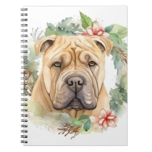 Carnet Shar Pei Christmas Wreath Festive Pup
